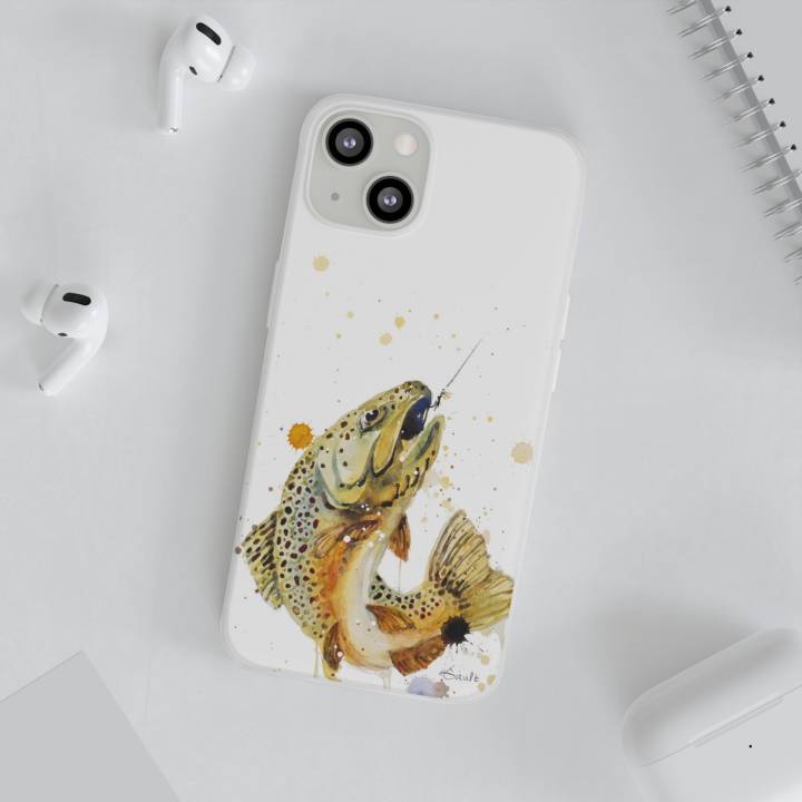 Phone case with brown trout art
